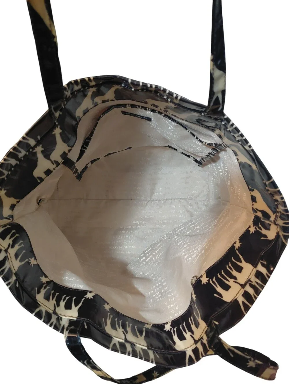 kate spade Giraffe Print Tote Black and Cream Bag
